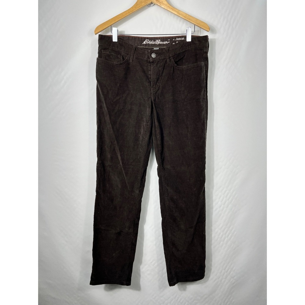 Eddie Bauer Corduroy Pants Womens 8 Brown Boyfriend Fit Relaxed Leg